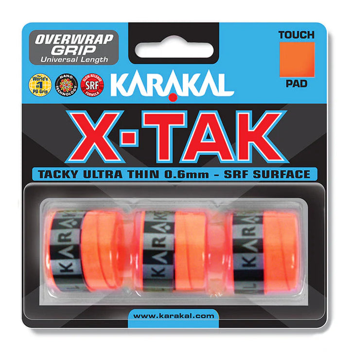 Karakal X-Tak Overgrip Orange (Pack of 3)